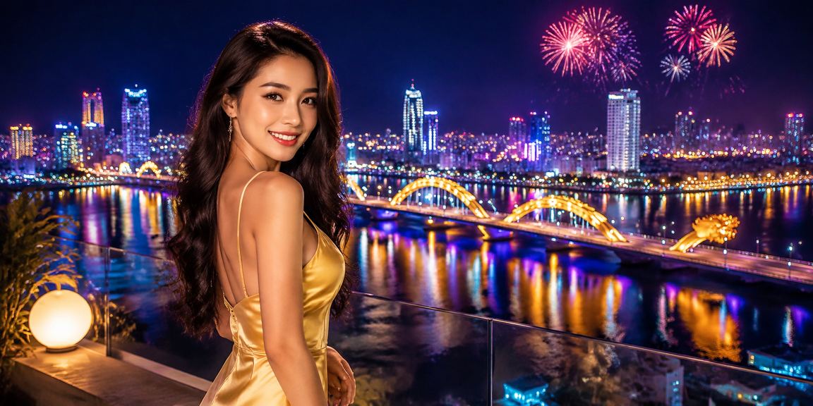 Màn hình ứng dụng hiển thị kết quả xổ số ban đêm tại Đà Nẵng với ánh đèn neon rực rỡ