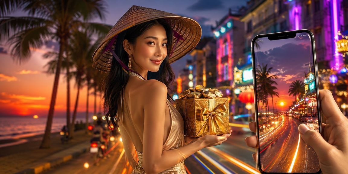 Người dùng truy cập cl88 trên di động tại bãi biển Phú Quốc