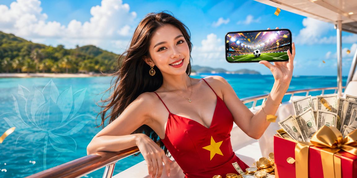 Người dùng tại Phú Quốc trải nghiệm voucher casino di động trên bãi biển qua điện thoại Android